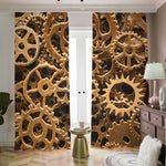 Steampunk Brass Cogs And Gears Print Blackout Pencil Pleat Curtains