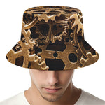 Steampunk Brass Cogs And Gears Print Bucket Hat
