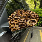 Steampunk Brass Cogs And Gears Print Car Side Mirror Covers