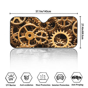 Steampunk Brass Cogs And Gears Print Car Windshield Sun Shade