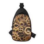 Steampunk Brass Cogs And Gears Print Chest Bag