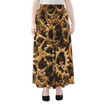 Steampunk Brass Cogs And Gears Print Chiffon Maxi Skirt