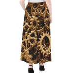 Steampunk Brass Cogs And Gears Print Chiffon Maxi Skirt