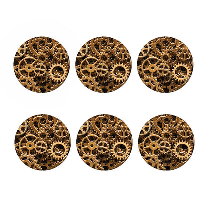 Steampunk Brass Cogs And Gears Print Coaster Set