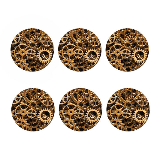 Steampunk Brass Cogs And Gears Print Coaster Set