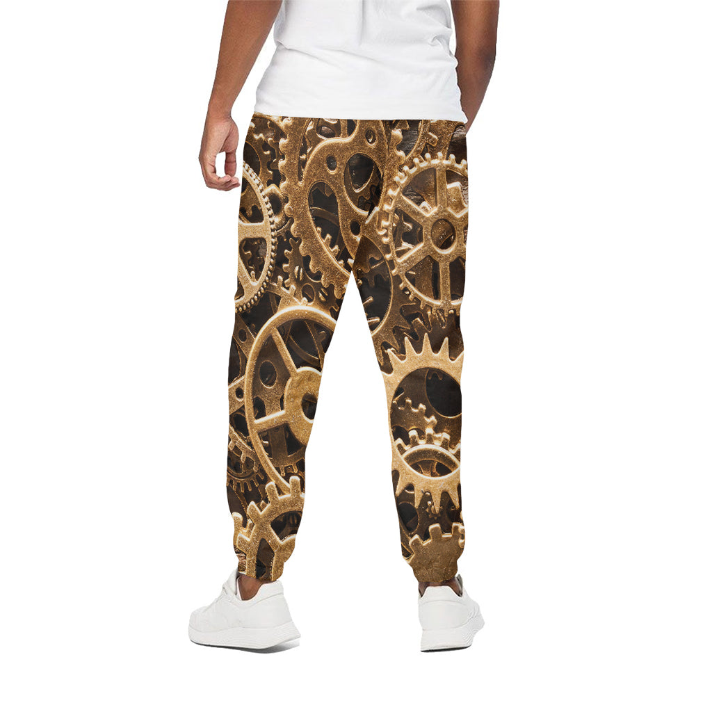 Steampunk Brass Cogs And Gears Print Cotton Pants
