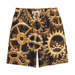 Steampunk Brass Cogs And Gears Print Cotton Shorts
