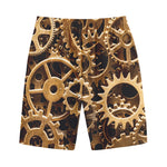 Steampunk Brass Cogs And Gears Print Cotton Shorts