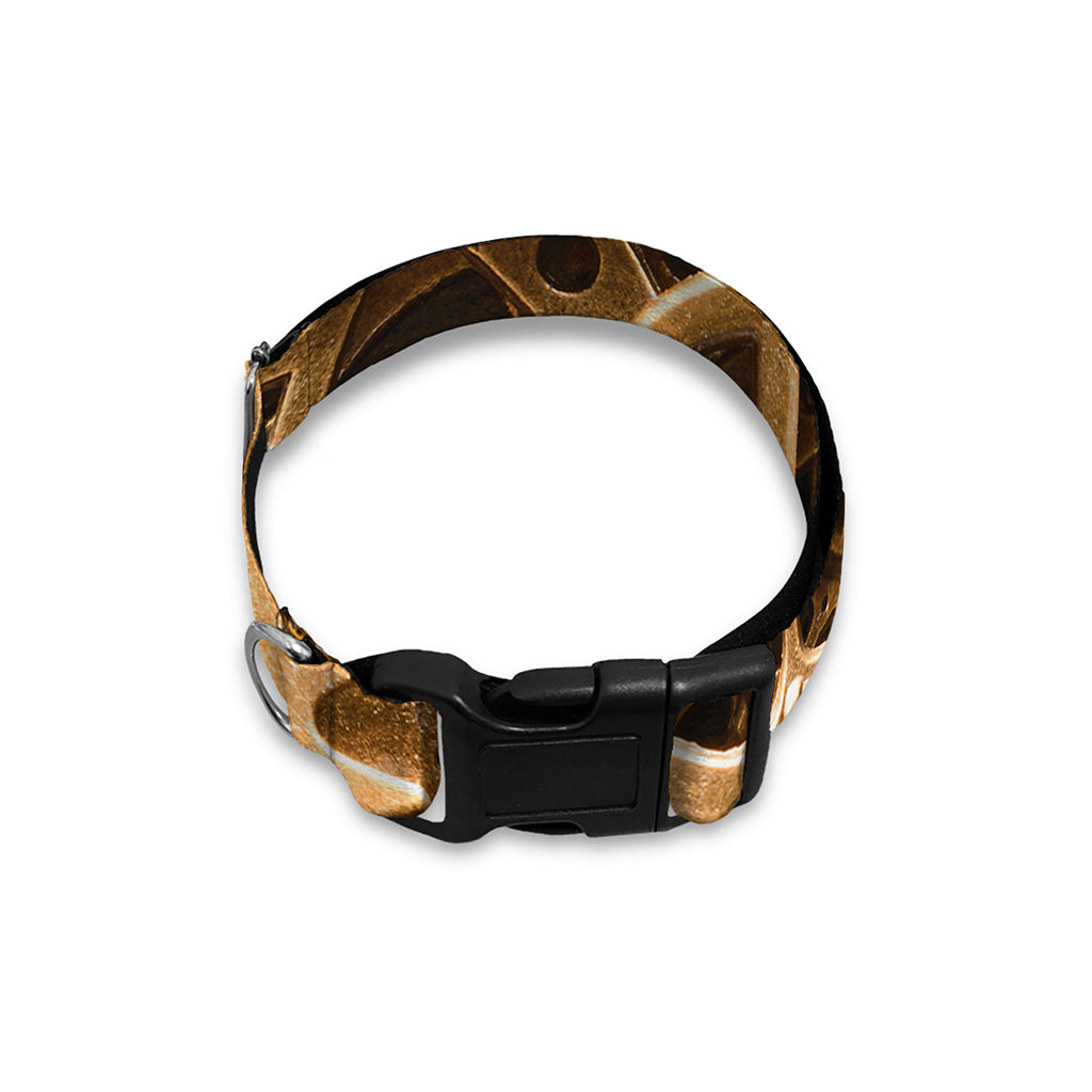Steampunk Brass Cogs And Gears Print Dog Collar