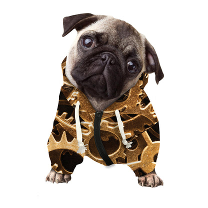 Steampunk Brass Cogs And Gears Print Dog Zip Up Hoodie