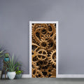 Steampunk Brass Cogs And Gears Print Door Sticker