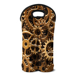 Steampunk Brass Cogs And Gears Print Double Neoprene Wine Tote