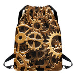 Steampunk Brass Cogs And Gears Print Drawstring Backpack