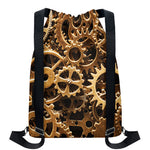 Steampunk Brass Cogs And Gears Print Drawstring Backpack