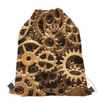 Steampunk Brass Cogs And Gears Print Drawstring Bag