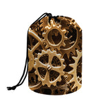 Steampunk Brass Cogs And Gears Print Drawstring Makeup Bag