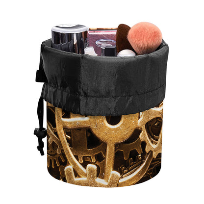 Steampunk Brass Cogs And Gears Print Drawstring Makeup Bag