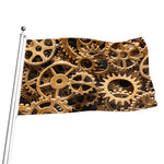 Steampunk Brass Cogs And Gears Print Flag