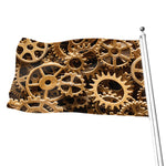 Steampunk Brass Cogs And Gears Print Flag