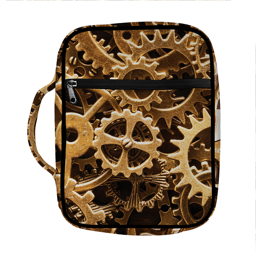 Steampunk Brass Cogs And Gears Print Front Pocket Bible Bag