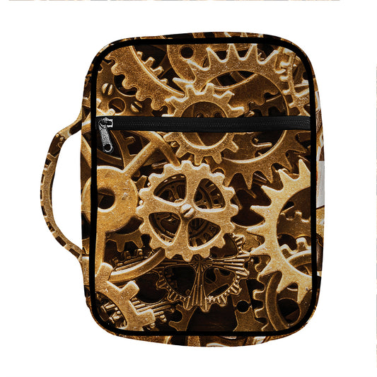 Steampunk Brass Cogs And Gears Print Front Pocket Bible Bag