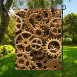 Steampunk Brass Cogs And Gears Print Garden Flag