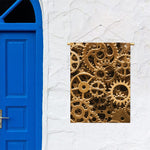 Steampunk Brass Cogs And Gears Print Garden Flag