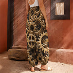 Steampunk Brass Cogs And Gears Print Harem Pants