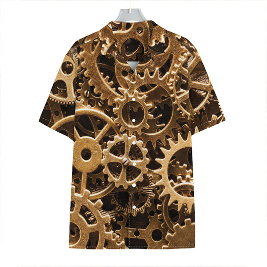 Steampunk Brass Cogs And Gears Print Hawaiian Shirt