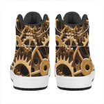 Steampunk Brass Cogs And Gears Print High Top Leather Sneakers