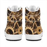Steampunk Brass Cogs And Gears Print High Top Leather Sneakers