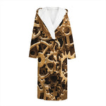 Steampunk Brass Cogs And Gears Print Hooded Bathrobe