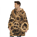 Steampunk Brass Cogs And Gears Print Hoodie Blanket