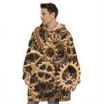 Steampunk Brass Cogs And Gears Print Hoodie Blanket