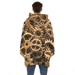 Steampunk Brass Cogs And Gears Print Hoodie Blanket