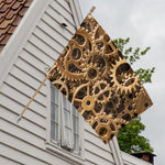 Steampunk Brass Cogs And Gears Print House Flag