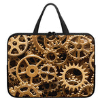 Steampunk Brass Cogs And Gears Print Laptop Sleeve With Handle