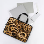 Steampunk Brass Cogs And Gears Print Laptop Sleeve With Handle