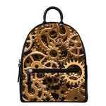 Steampunk Brass Cogs And Gears Print Leather Backpack
