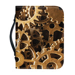 Steampunk Brass Cogs And Gears Print Leather Bible Cover