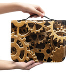 Steampunk Brass Cogs And Gears Print Leather Bible Cover