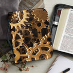 Steampunk Brass Cogs And Gears Print Leather Bible Cover