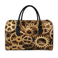 Steampunk Brass Cogs And Gears Print Leather Duffel Bag