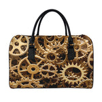 Steampunk Brass Cogs And Gears Print Leather Duffle Bag