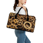 Steampunk Brass Cogs And Gears Print Leather Duffle Bag