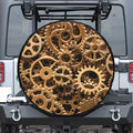 Steampunk Brass Cogs And Gears Print Leather Spare Tire Cover
