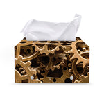 Steampunk Brass Cogs And Gears Print Leather Tissue Box Cover