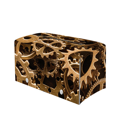 Steampunk Brass Cogs And Gears Print Leather Tissue Box Cover