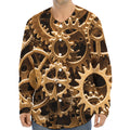Steampunk Brass Cogs And Gears Print Long Sleeve Baseball Jersey
