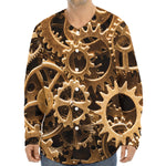 Steampunk Brass Cogs And Gears Print Long Sleeve Baseball Jersey